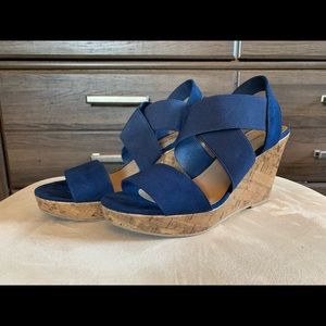 Women’s Blue Strappy Wedges